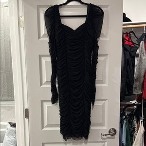 Elegant Black Ruched Dress